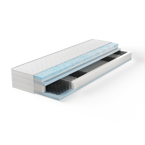 Intercontinental mattress with integrated gel-art topper