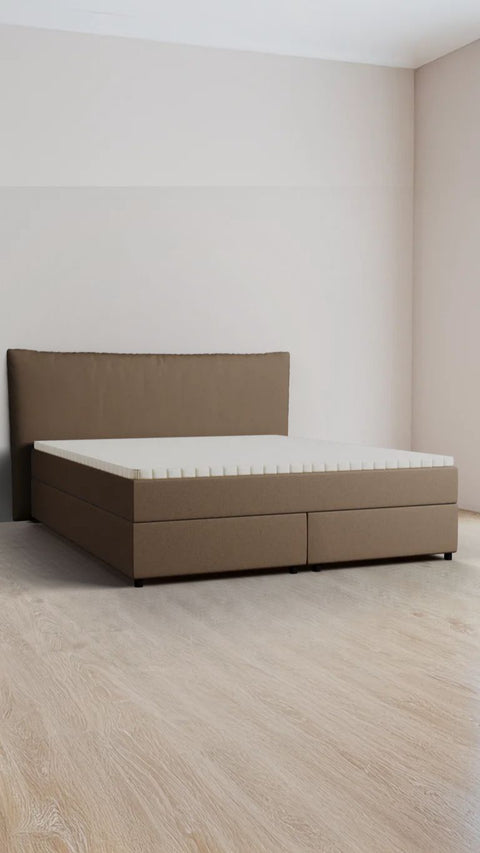 Taupe double boxspring bed 180x210 cm