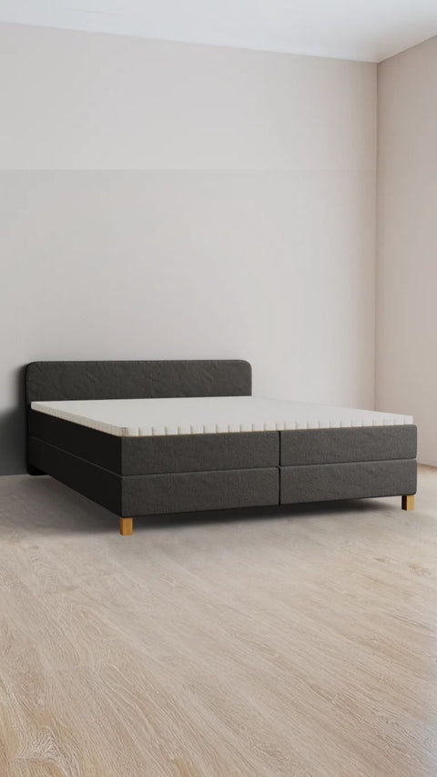 Anthracite double boxspring bed 200x210 cm