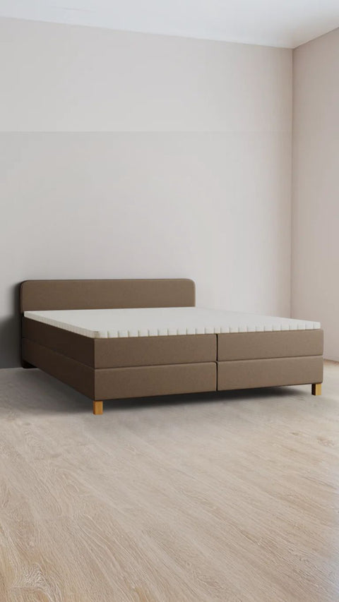 Brown double boxspring bed 200x220 cm