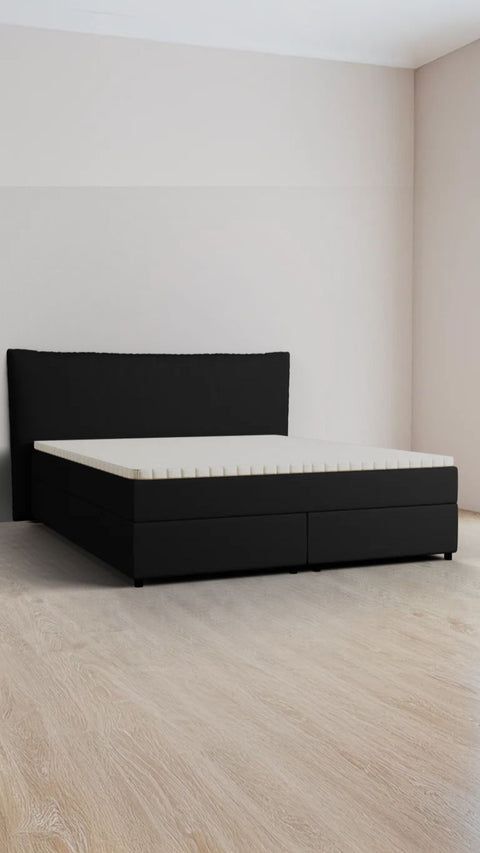 Black double boxspring bed 180x210 cm