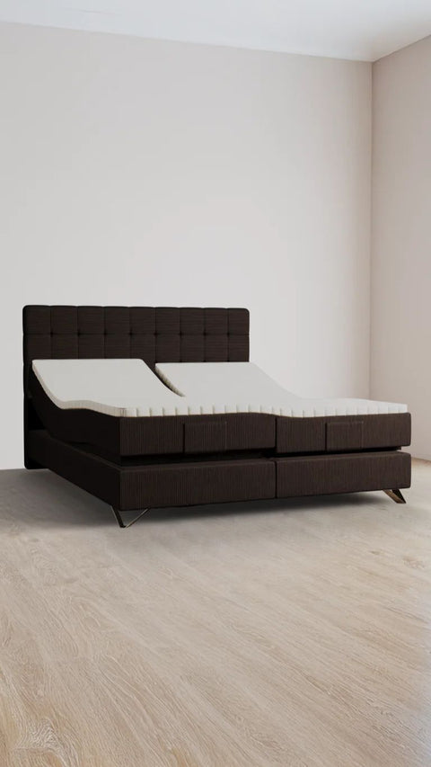 Brown double boxspring bed 180x210 cm