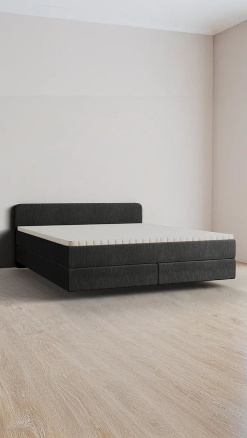 Anthracite double boxspring bed 180x220 cm