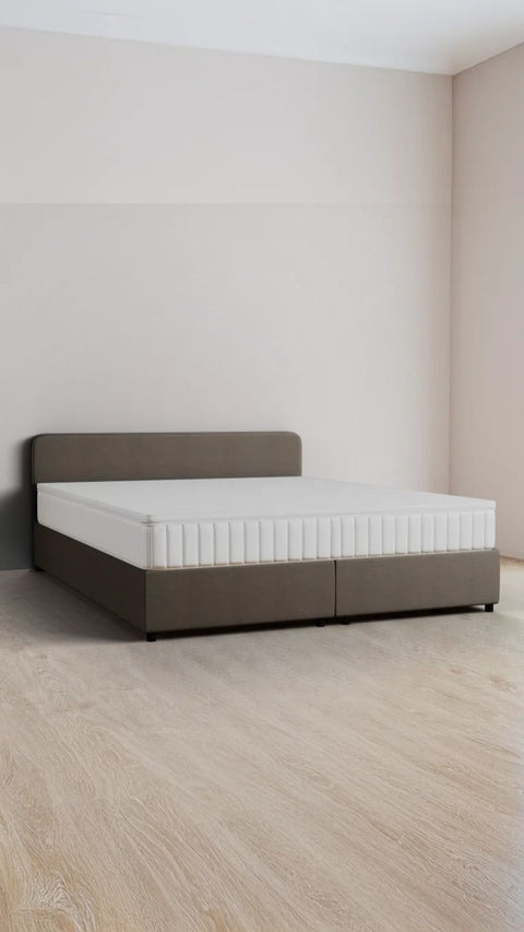 Taupe double boxspring bed 180x220 cm