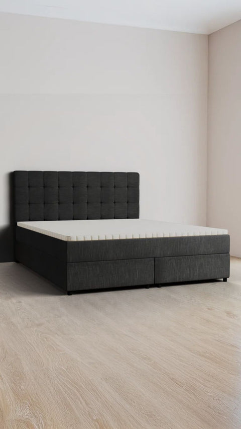 Anthracite double boxspring bed 180x210 cm
