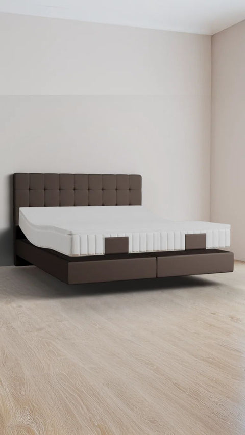 Taupe double boxspring bed 200x210 cm