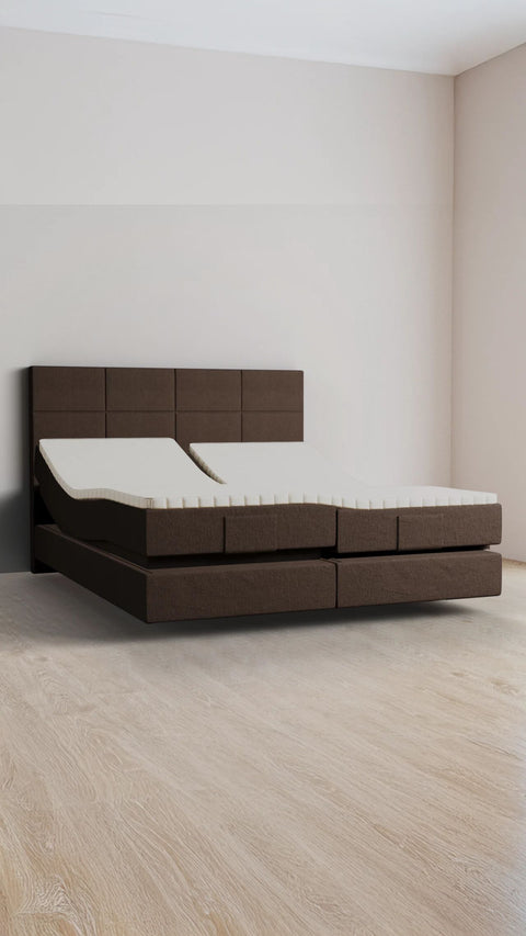 Brown double boxspring bed 160x200 cm