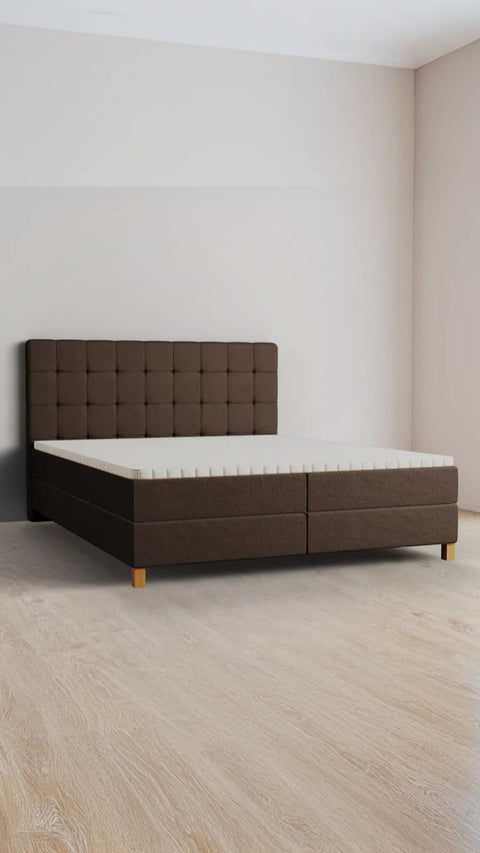Brown double boxspring bed 200x210 cm