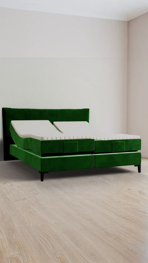 Green double boxspring bed 200x210 cm