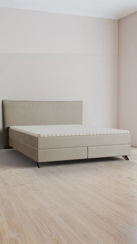 Taupe double boxspring bed 180x210 cm