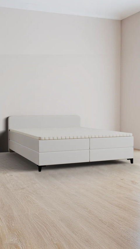 Beige double boxspring bed 200x210 cm
