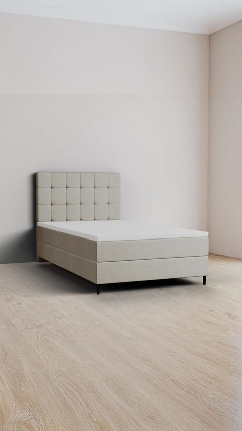 Taupe single boxspring bed 120x200 cm
