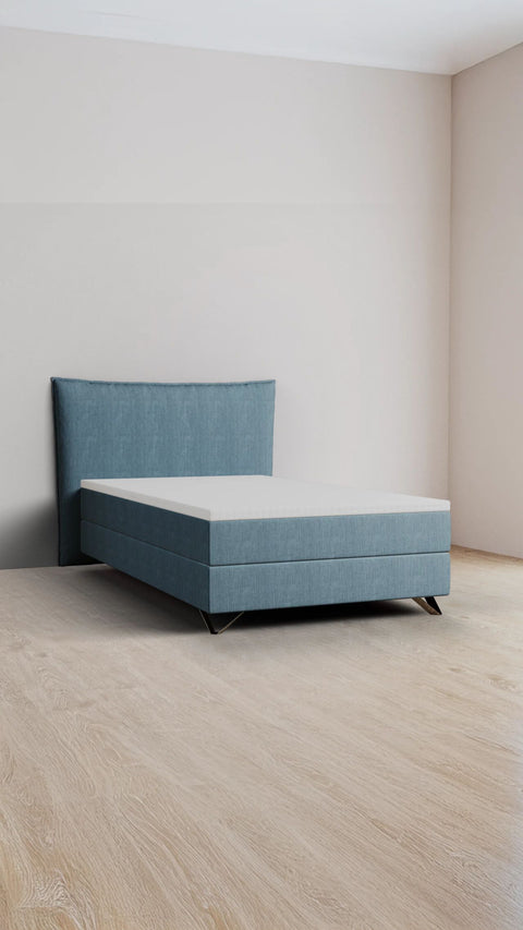 Light blue single boxspring bed 120x200 cm