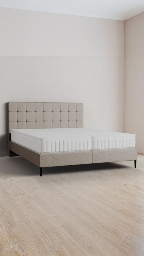 Taupe double boxspring bed 200x220 cm