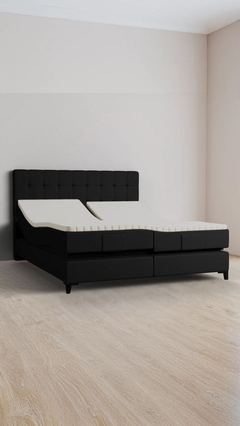 Black double boxspring bed 200x200 cm