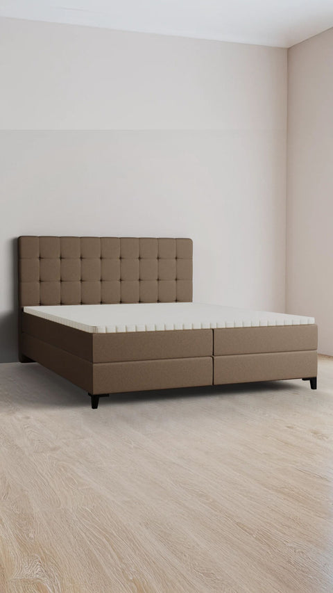 Taupe double boxspring bed 200x200 cm