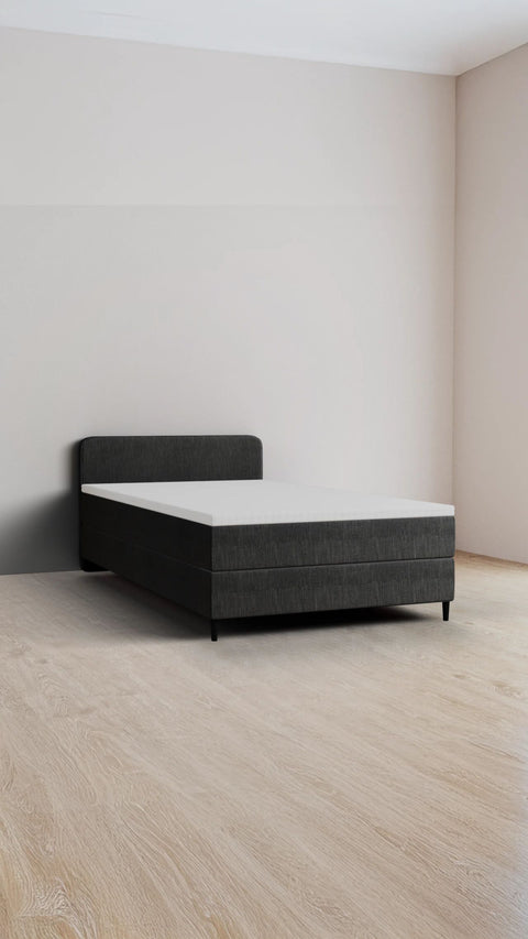 Anthracite single boxspring bed 90x200 cm