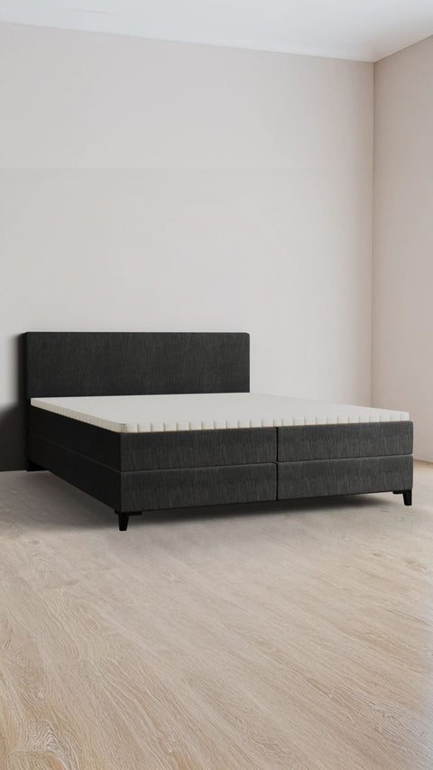 Anthracite double boxspring bed 160x200 cm