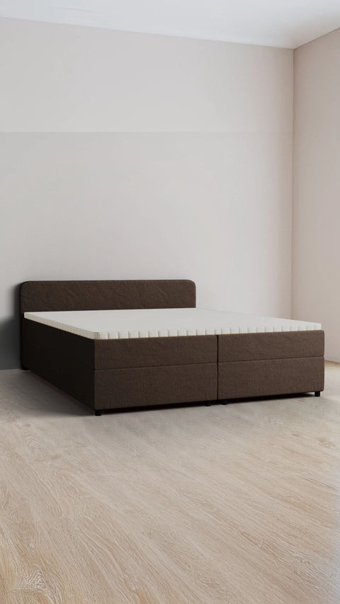 Brown double boxspring bed 160x200 cm