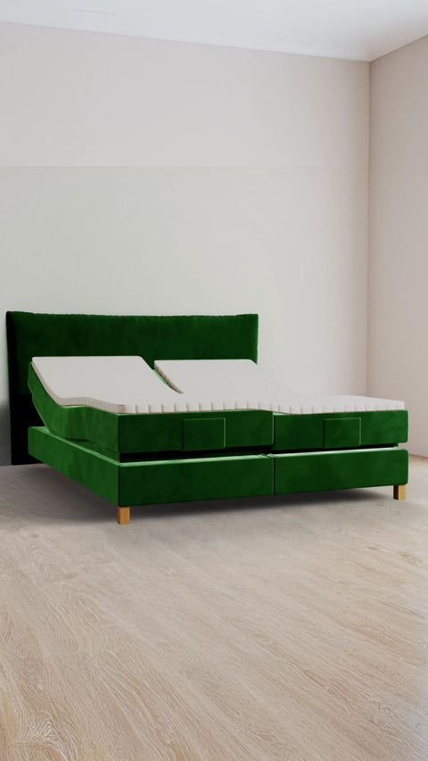 Green double boxspring bed 180x200 cm