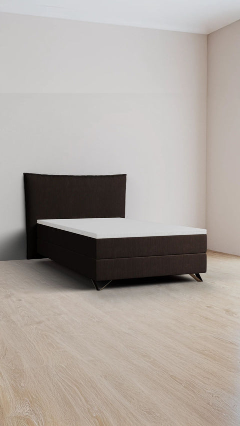 Brown single boxspring bed 120x200 cm