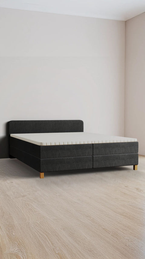Anthracite double boxspring bed 180x200 cm