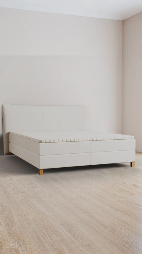Beige double boxspring bed 200x220 cm