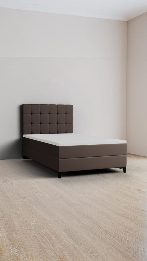 Taupe single boxspring bed 140x200 cm