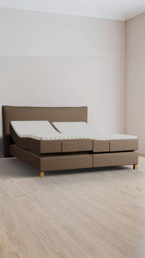 Brown double boxspring bed 180x200 cm