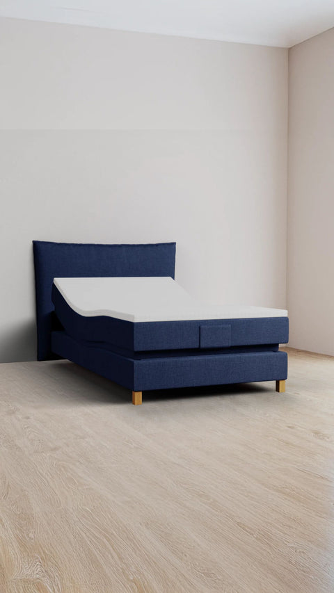 Dark blue single boxspring bed 120x200 cm
