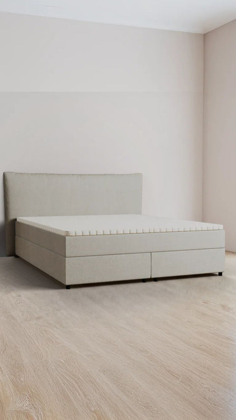 Beige double boxspring bed 180x210 cm
