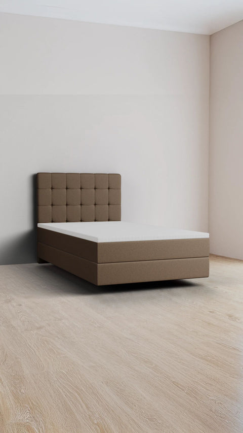 Light brown single boxspring bed 90x200 cm