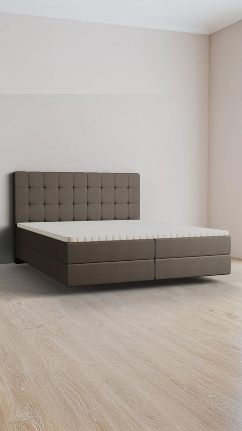 Brown double boxspring bed 200x200 cm
